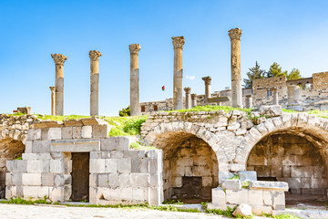 Columns of Umm Qais in northern Jordan. 
