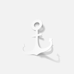 Realistic paper sticker: anchor