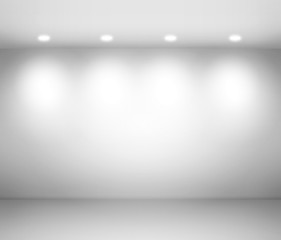 Empty space - empty wall in a room with light spots.