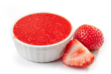 bowl of strawberry sauce