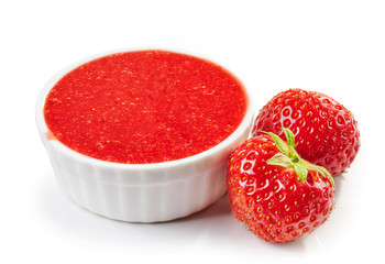 bowl of strawberry sauce