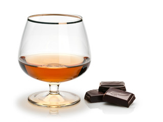 Chocolate and cognac in a glass