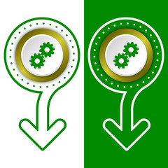 Simple flat abstract arrow and cogwheels
