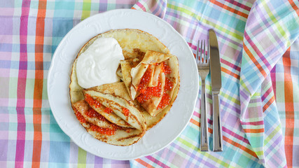 pancakes with caviar