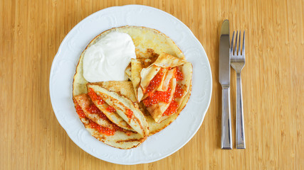 pancakes with caviar