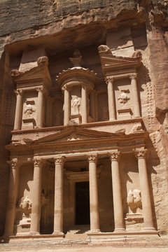 The Treasury carved into a sheer cliff.Petra, Jordan
