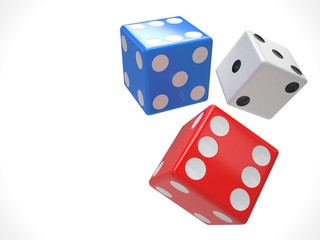 three dices on white