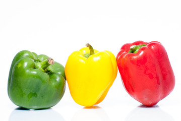 raw of colorful peppers