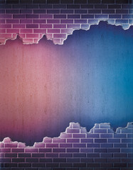 Urban Street Wall - a grungy looking damaged urban wall with a space where street art, graffiti or posters can be placed. © ToivoMedia