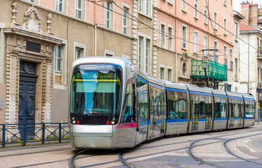 Fototapeta na wymiar Modern tram of Grenoble - France, Rhone-Alpes