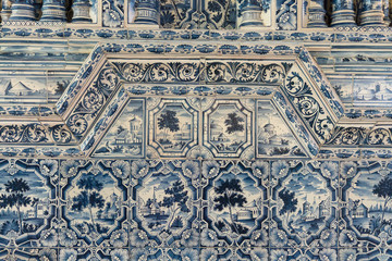 tile furnace detail in Catherine Palace in St. Petersburg
