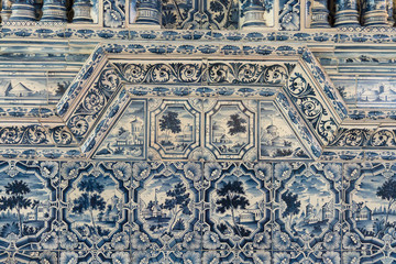 tile furnace detail in Catherine Palace in St. Petersburg
