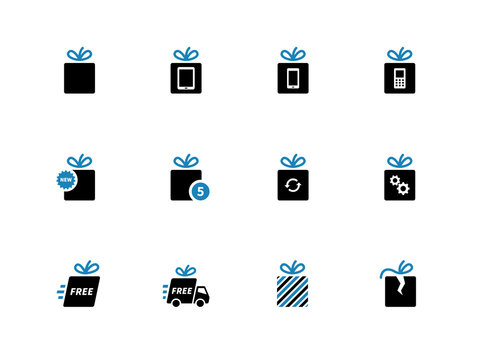 Gift box icons, holiday presents.