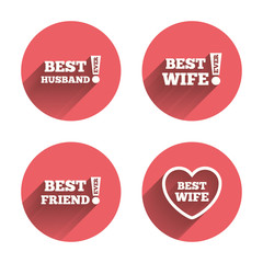 Best wife, husband and friend icons.