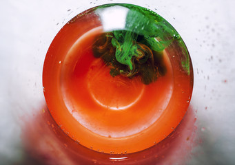 Green Paint Explosion Trough Glass With Light In Bottle 