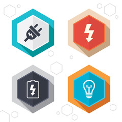 Electric plug sign. Lamp and battery low.