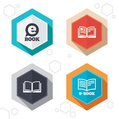 Electronic book signs. E-Book symbols.