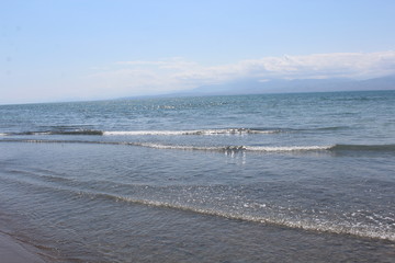 Issyk Kul lake shore. Balykchy, Kyrgyzstan.