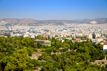 Fototapeta na wymiar Panoramic citiscape view of Athens
