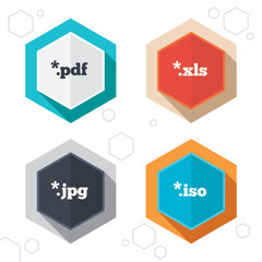 Document signs. File extensions symbols.