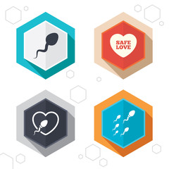 Sperm icons. Fertilization or insemination signs