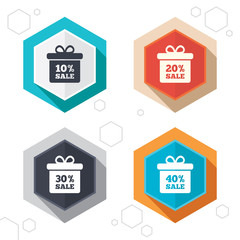 Obraz premium Sale gift box tag icons. Discount symbols.