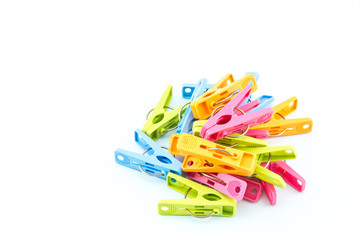 Clothes peg colorful on a white background