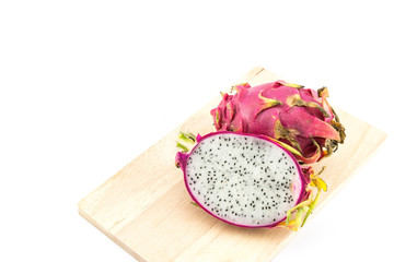 Dragon fruit on a cutting board
