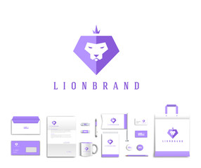 Vector artistic corporate identity template with lion logo and