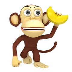 3d funny monkey with banana