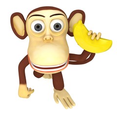 3d funny monkey with banana