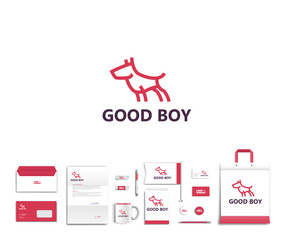Vector artistic corporate identity template with dog logo and