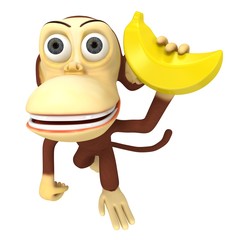 3d funny monkey with banana