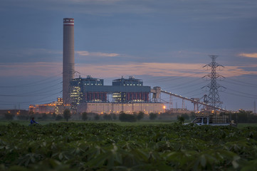 Oil refinery or petrochemical industry at twilight sky