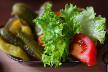 salad with lettuce and fresh vegetable 