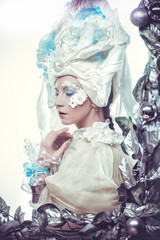 Obraz premium Snow Queen over white background