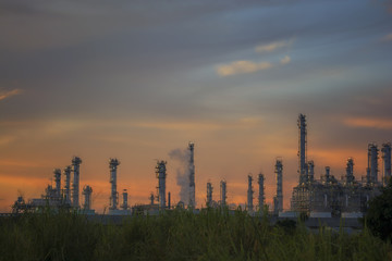 Oil refinery or petrochemical industry at twilight sky