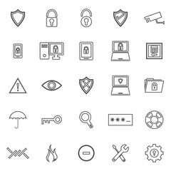 Security line icons on white background