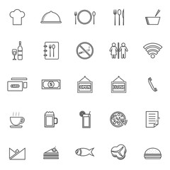Restaurant line icons on white background