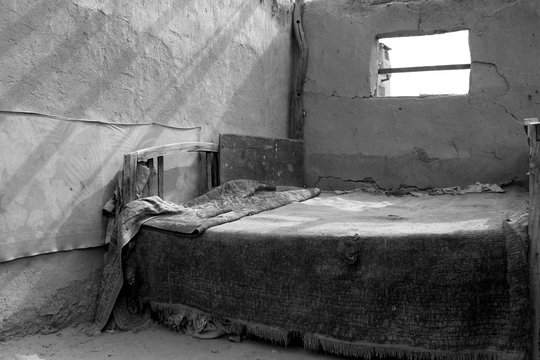 Old bed in old town on the roof in kashgar