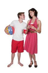 Couple drinking at the beach