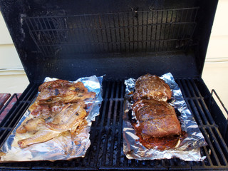 cooking on smoker grill
