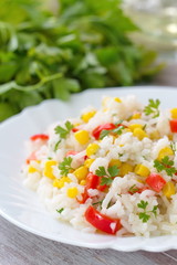 Risotto with vegetables and corn