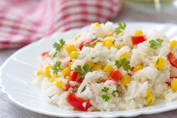 Risotto with vegetables and corn