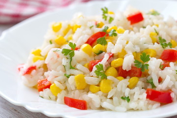 Risotto with vegetables and corn