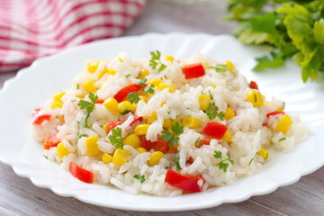 Risotto with vegetables and corn
