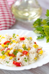 Risotto with vegetables and corn