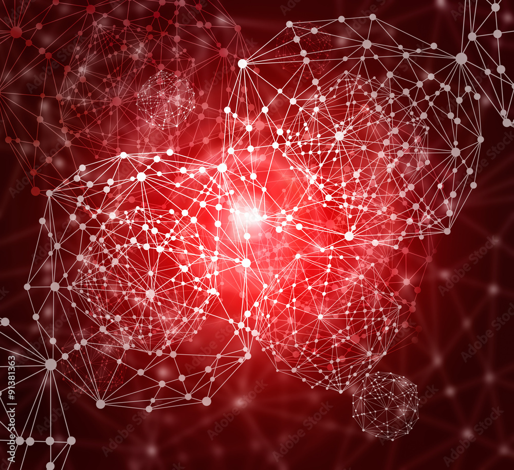 Poster abstract background, oval and circle connecting dots with lines, illustration