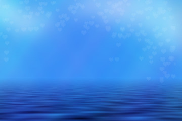 Fototapeta na wymiar Blue Seascape Background with Circle Bokeh