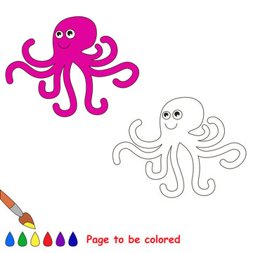 Cartoon octopus to be colored.